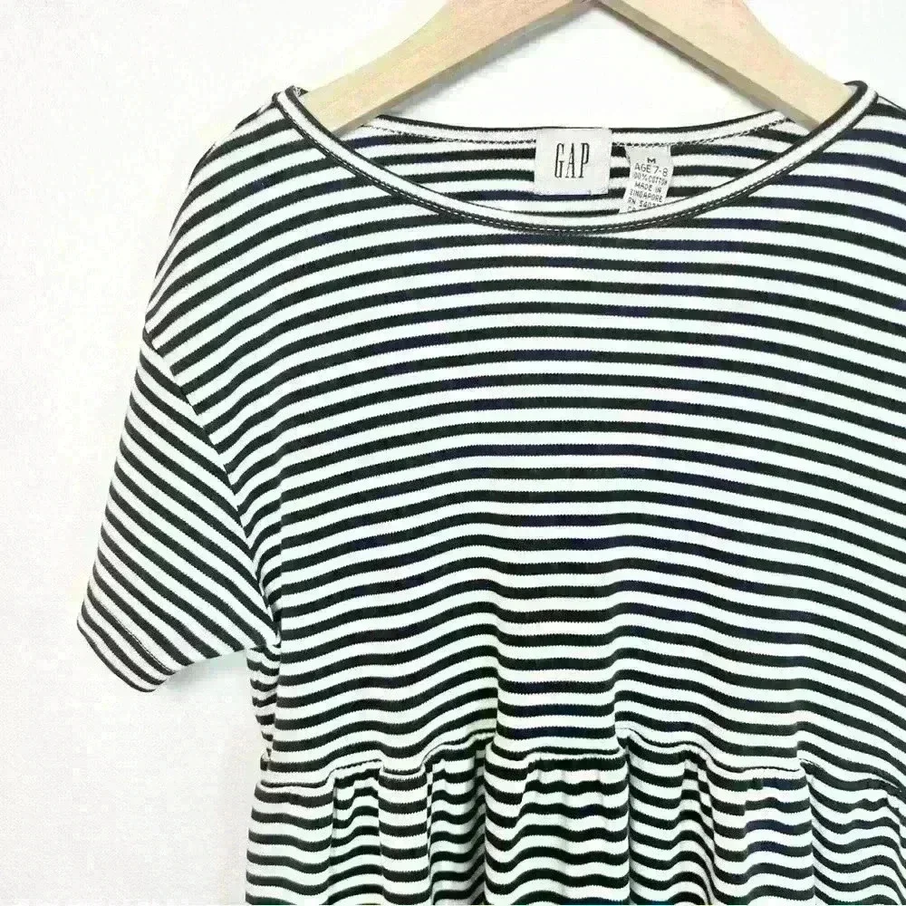 GAP Kids Black and White Striped Cotton Dress Size 7-8 Years